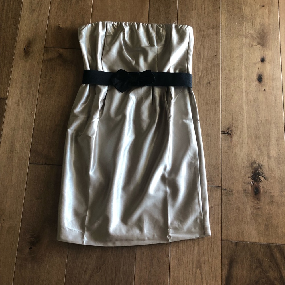 Strapless champagne simmering dress.  Size 8